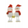 Figura fiú/lány textil 18cm plüss ruhás álló piros/fehér