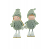 Figura fiú/lány textil 18cm plüss ruhás álló zöld