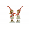 Figura fiú/lány textil 5*4.5*14.5cm manósapkában szürke/piros