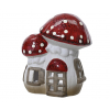 Figura gomba terrakotta 15cm piros/fehér