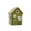 Figura ház terrakotta 10cm LEDes zöld