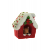 Figura ház textil 13cm mókussal 2féle piros