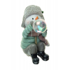 Figura hóember poly ülő 26,5cm LED-es kék