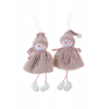 Figura hóember textil 16 cm akasztós 2 féle rózsaszín