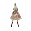 Figura hölgy textil 12*9*41cm ülő rózsaszín