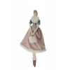 Figura hölgy textil 12*9*48cm akasztós rózsaszín