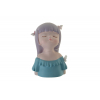Figura kislány poly 4*4*7cm virággal kék/lila