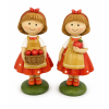 Figura kislány poly pöttyös ruhában 7.5*7*14cm 2féle piros