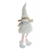 Figura kislány textil 19*15*50cm lógólábú fehér/ezüst