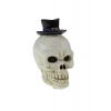 Figura koponya poly 8,5*6,7*11,5 cm halloween kalappal fehér