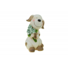 Figura kutya kerámia 11*10*20cm virágcsokorral kék