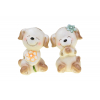 Figura kutya kerámia 8.8*6.8*12.5cm virággal 2féle