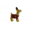 Figura kutya poly 9*3.5*10.5cm egyenruhában barna/piros