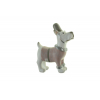 Figura kutya poly 9*3.5*10.5cm egyenruhában fehér/rózsaszín