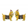 Figura kutya poly csíkos ruhában 7.5*4*7.5cm 2féle barna