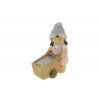 Figura lány kerámia 13*8*16.5cm talicskával szürke/rózsaszín