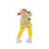 Figura lány kerámia 18cm lógólábú sárga