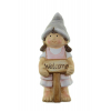 Figura lány kerámia 6.5*4.5*12cm welcome szürke/rózsaszín