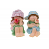 Figura lány kerámia 9*12*14cm rózsával ülő 2féle