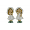 Figura lány poly 4*4*8.5cm kalapos 2féle fehér