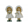 Figura lány poly 8*6.5*14cm kalapos virággal 2féle fehér