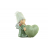 Figura lány terrakotta szívvel 11*5.8*10cm zöld