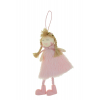 Figura lány textil 16cm lógólábú akasztós rózsaszín