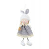 Figura lány textil 18cm akasztós szürke