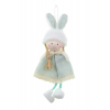 Figura lány textil 18cm akasztós zöld