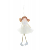 Figura lány textil 20cm akasztós fehér