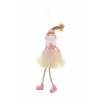 Figura lány textil 20cm akasztós rózsaszín