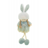Figura lány textil 25cm lógólábú zöld