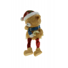 Figura maci poly 7*5*8.5cmH mikulás sapkás lógólábú barna