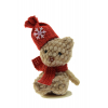 Figura maci textil 10cm barna/piros