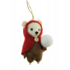 Figura maci textil 10cm piroska jelmezben barna/piros