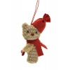 Figura maci textil 12cm sapival barna/piros