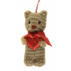 Figura maci textil 12cm szívvel barna/piros