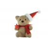 Figura maci textil 34cm barna/piros