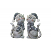 Figura macska poly sállal 5*4*9cm 2féle szürke
