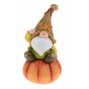 Figura manó tökkel poly 10*9*18.5cmH őszi kalapban barna