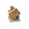 Figura mézeskalács ház poly 6,5*6,3*8,4cm díszített piros/barna