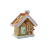Figura mézeskalács ház poly 9,9*6,5*10,1cm díszített rózsaszín/barna