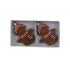 Figura mézeskalács hóember poly 5,3*7,2*0,9cm s/2 kötött sapkában fehér/barna