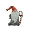 Figura mikulás poly 10,5*6*11,9cm nyalókával szürke/piros