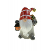 Figura mikulás poly 8,5*7,5*11,8cm lámpással szürke/piros