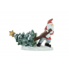 Figura mikulás poly fenyővel 13,8*5,7*9,9cm piros/zöld