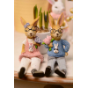Figura nyúl lány poly 7*5.5*12cm lógólábú rózsaszín