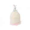Figura nyúl poly szörme tojáson 18cm fehér