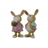 Figura nyúl fiú/lány poly 8*7*16cm tojásokkal rózsaszín/zöld