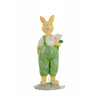 Figura nyuszi poly 11,7cm kantáros nadrágban zöld